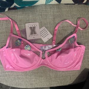 🤩NWT Savage Fenty Bra Tutti Fruity Pink PVC Pineapple